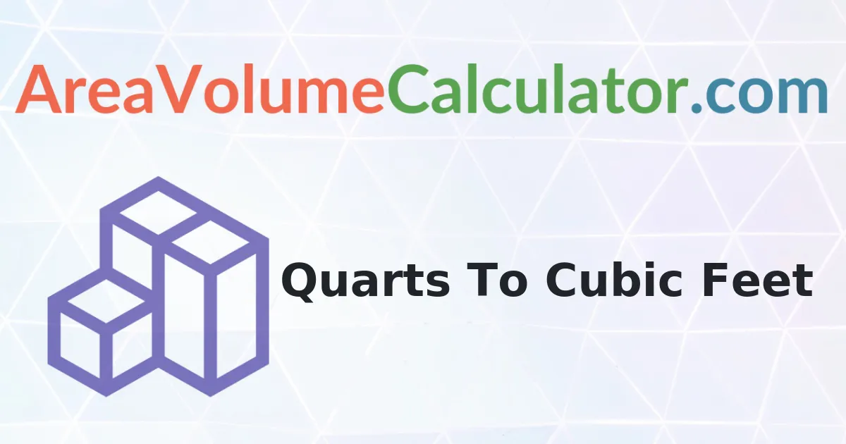 Convert 167 Quarts to Cubic Feet Calculator